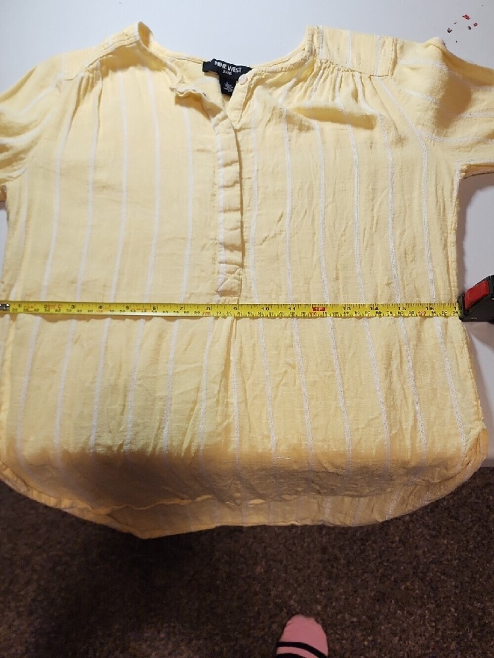Nine West Yellow Striped Button-Front Tunic Top - Picture 5 of 8